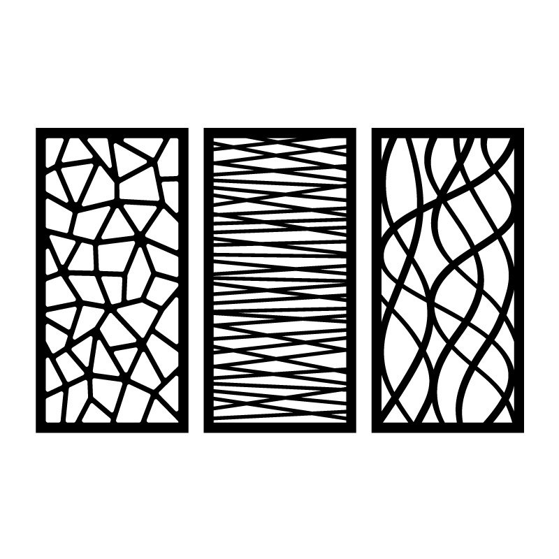 Kit 3 Quadros Decorativos Abstrato em MDF 3mm Preto